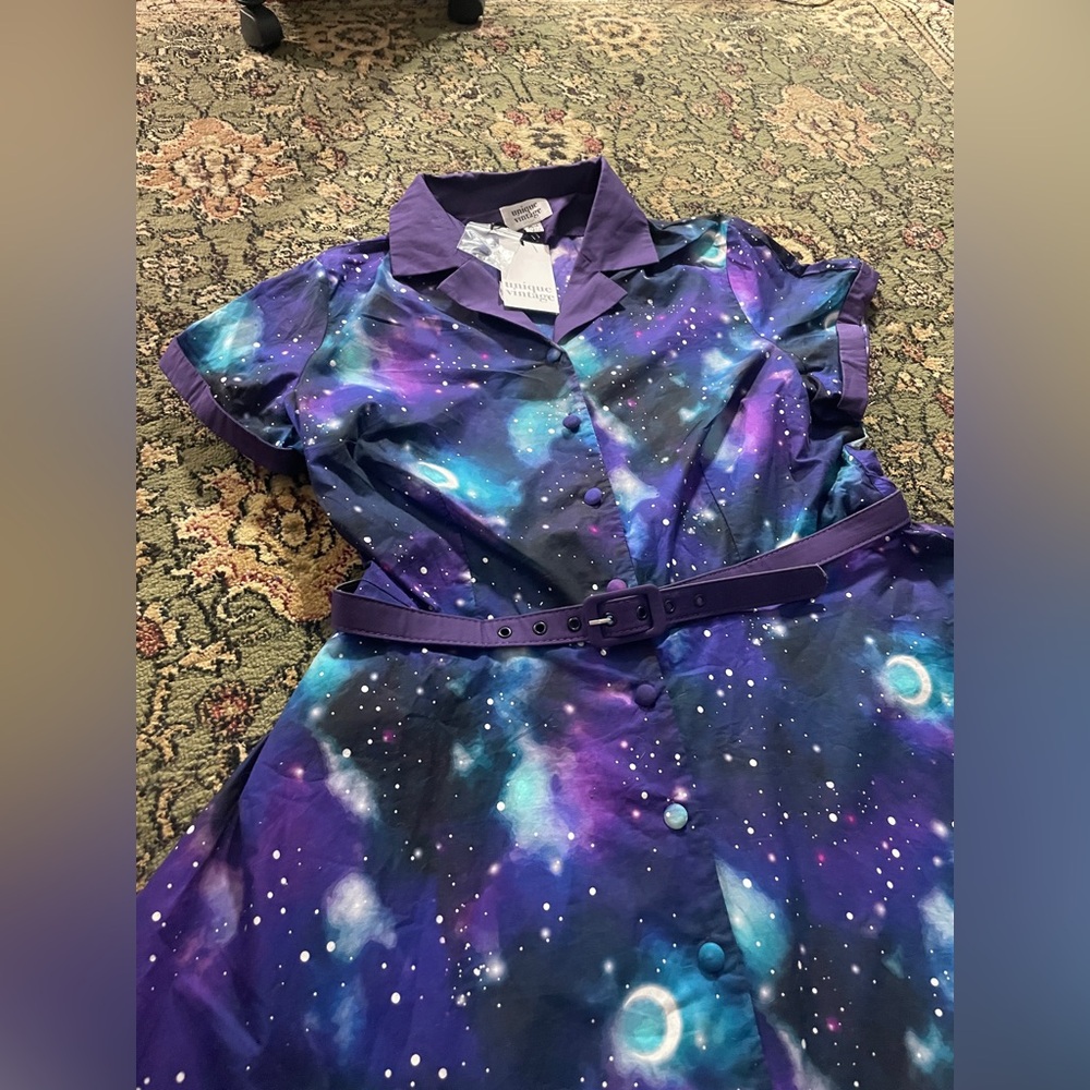 Unique Vintage Alexis Galaxy Print Swing Dress NWT - Picture 2 of 9